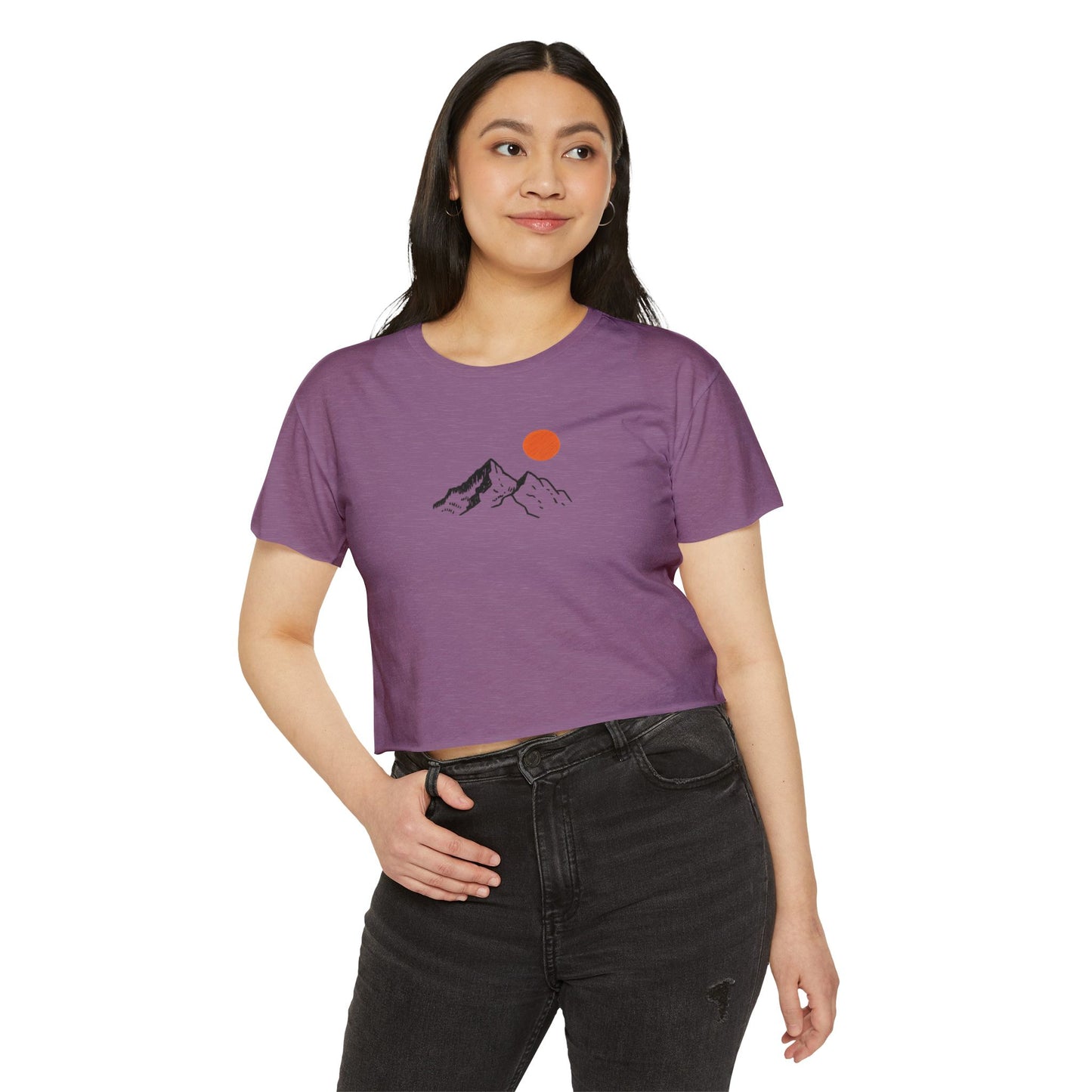 Sommerhit Crop Top – Berge & Sonne Design