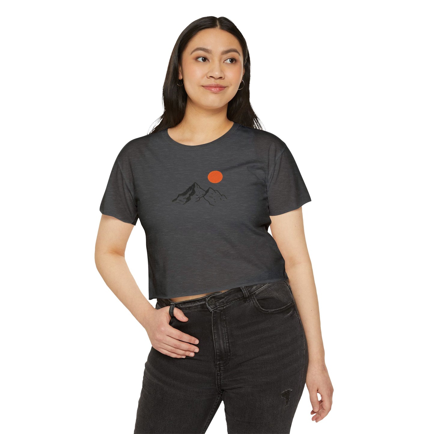 Sommerhit Crop Top – Berge & Sonne Design